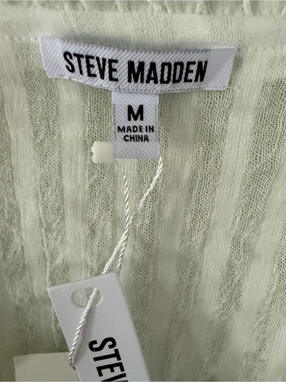 Steve Madden White Tie-Waist Peasant Blouse - Picture 2 of 6